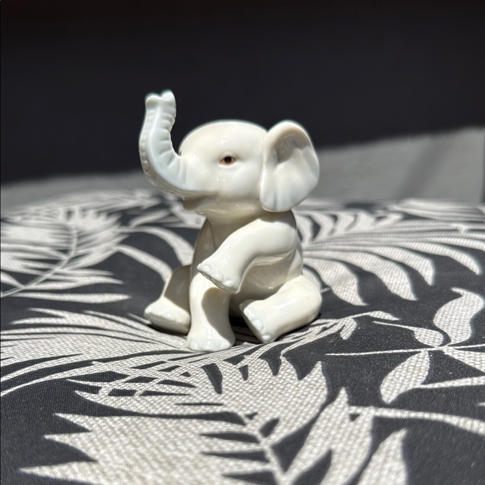 White Ceramic Elephant Sculpture Art